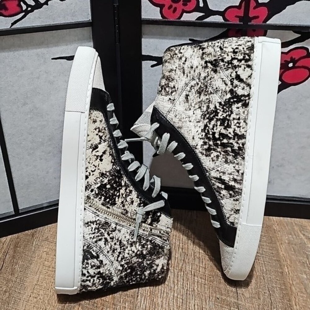 P448 Zippered Hi Top Sneakers Shoes‎ Size 10.5-11 US New - Picture 6 of 10